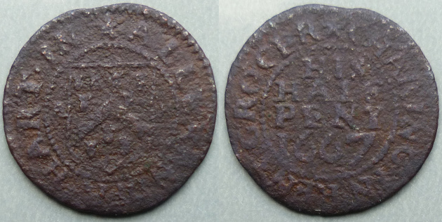 Charing, Allexander Hart 1667 halfpenny